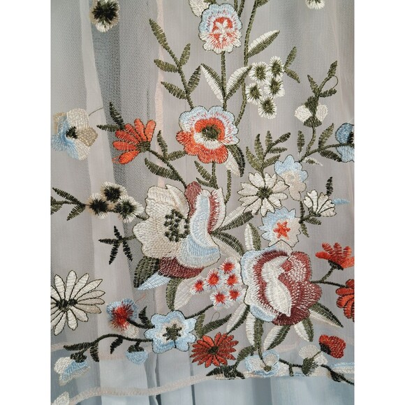 Haute Monde Sheer Embroidered Floral Top Short Sleeve Size Large - Picture 8 of 11